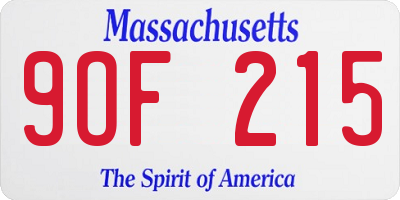 MA license plate 9OF215