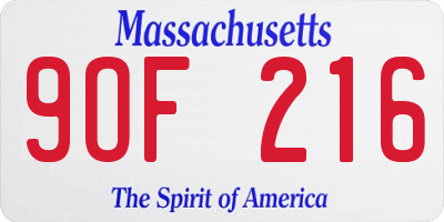 MA license plate 9OF216