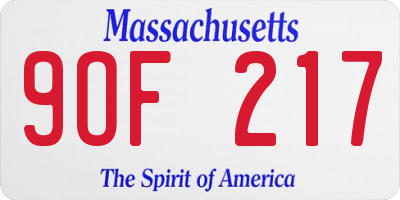MA license plate 9OF217