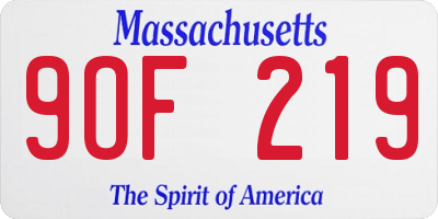 MA license plate 9OF219