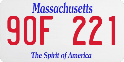MA license plate 9OF221