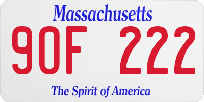 MA license plate 9OF222