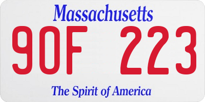 MA license plate 9OF223