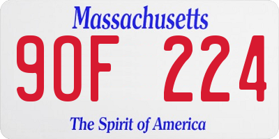 MA license plate 9OF224