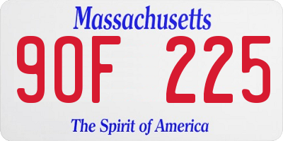 MA license plate 9OF225