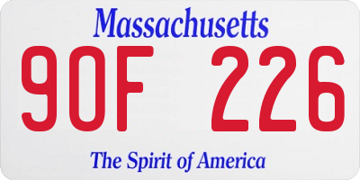 MA license plate 9OF226
