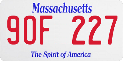MA license plate 9OF227