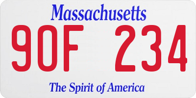 MA license plate 9OF234