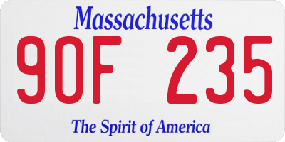 MA license plate 9OF235