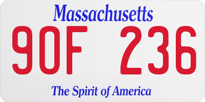 MA license plate 9OF236