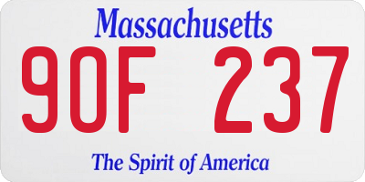 MA license plate 9OF237