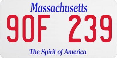 MA license plate 9OF239
