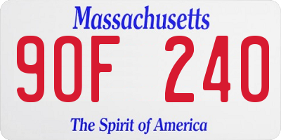 MA license plate 9OF240