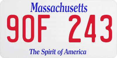 MA license plate 9OF243