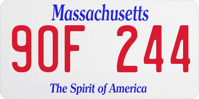 MA license plate 9OF244
