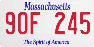 MA license plate 9OF245