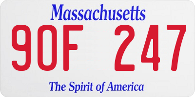 MA license plate 9OF247