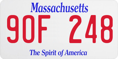 MA license plate 9OF248