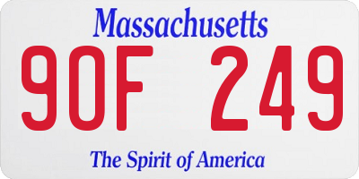 MA license plate 9OF249