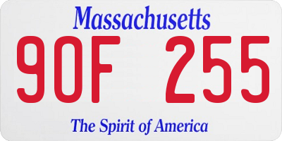 MA license plate 9OF255