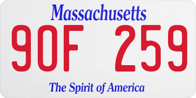 MA license plate 9OF259