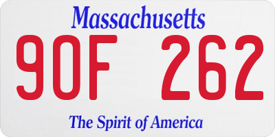 MA license plate 9OF262