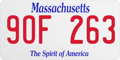 MA license plate 9OF263