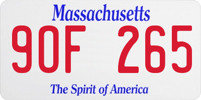 MA license plate 9OF265