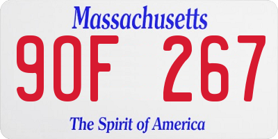 MA license plate 9OF267