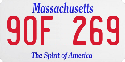 MA license plate 9OF269