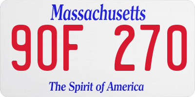 MA license plate 9OF270