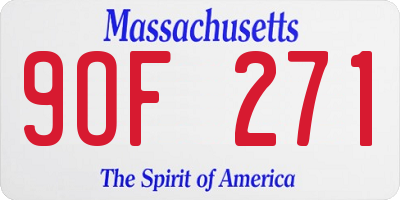 MA license plate 9OF271