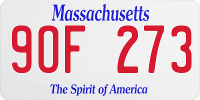 MA license plate 9OF273