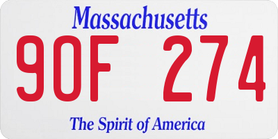 MA license plate 9OF274