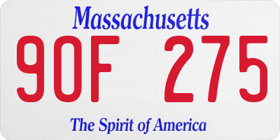 MA license plate 9OF275