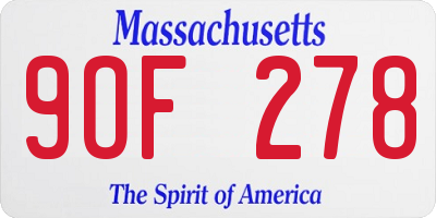 MA license plate 9OF278