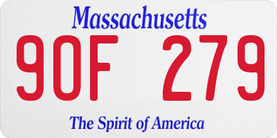 MA license plate 9OF279