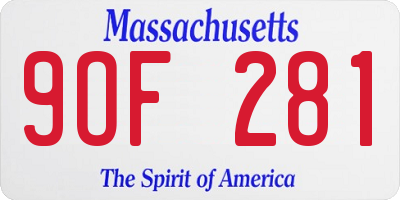 MA license plate 9OF281