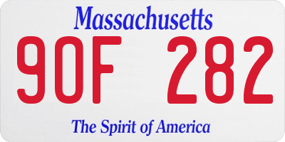 MA license plate 9OF282