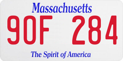 MA license plate 9OF284