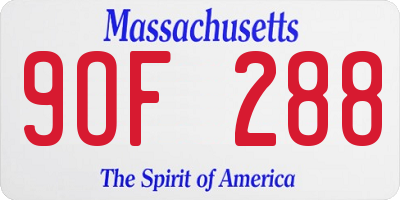 MA license plate 9OF288