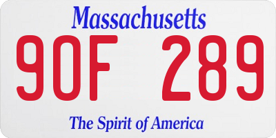 MA license plate 9OF289