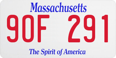 MA license plate 9OF291