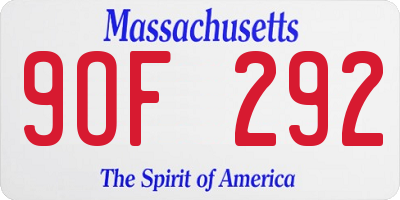 MA license plate 9OF292