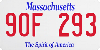 MA license plate 9OF293