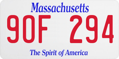 MA license plate 9OF294