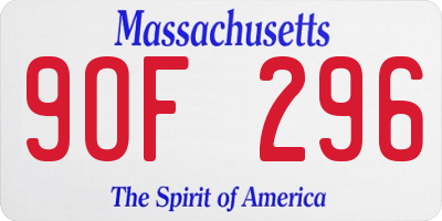 MA license plate 9OF296