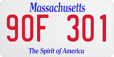 MA license plate 9OF301