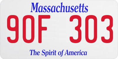 MA license plate 9OF303