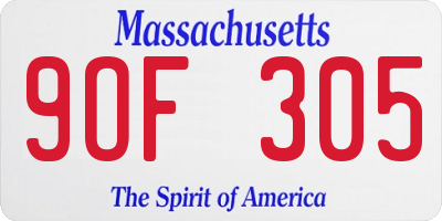 MA license plate 9OF305